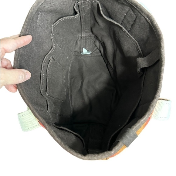 Lands End Tote Bag Red Brown Retired‎ Pattern Very Good Condition Pockets - Picture 13 of 13